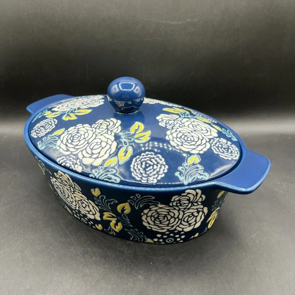 Ceramic Casserole Dish With Lid, Dishes for Oven, Baking Blue